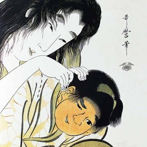 喜多川歌麿「山姥と金太郎-耳かき」【ハンカチ・コースター】