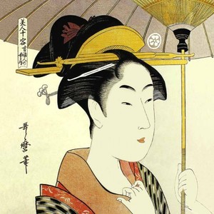 喜多川歌麿「美人十容-有徳人の女房」【ハンカチ・コースター】