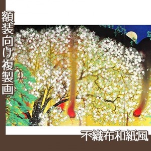 横山大観「夜桜(左隻)」【複製画:不織布和紙風】