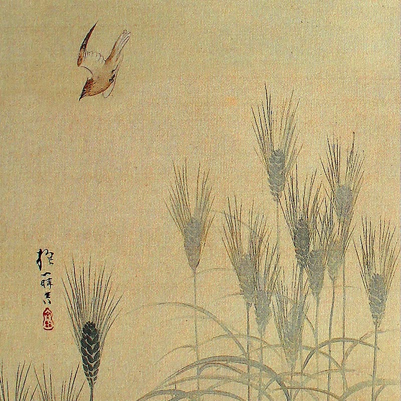 麦穂菜花図(左隻)