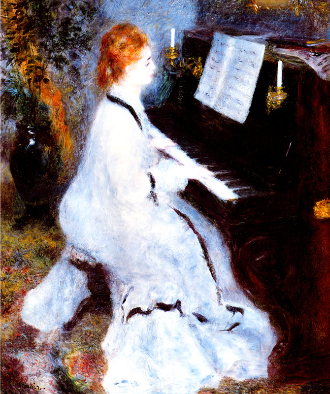ピアノを弾く婦人