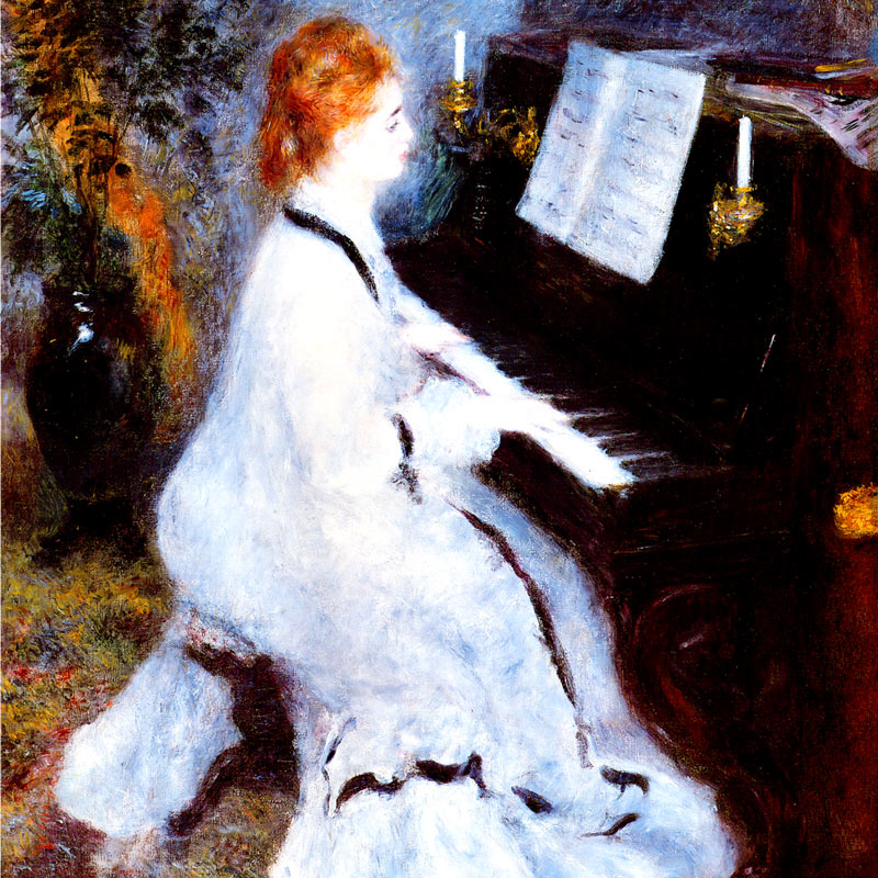 ピアノを弾く婦人